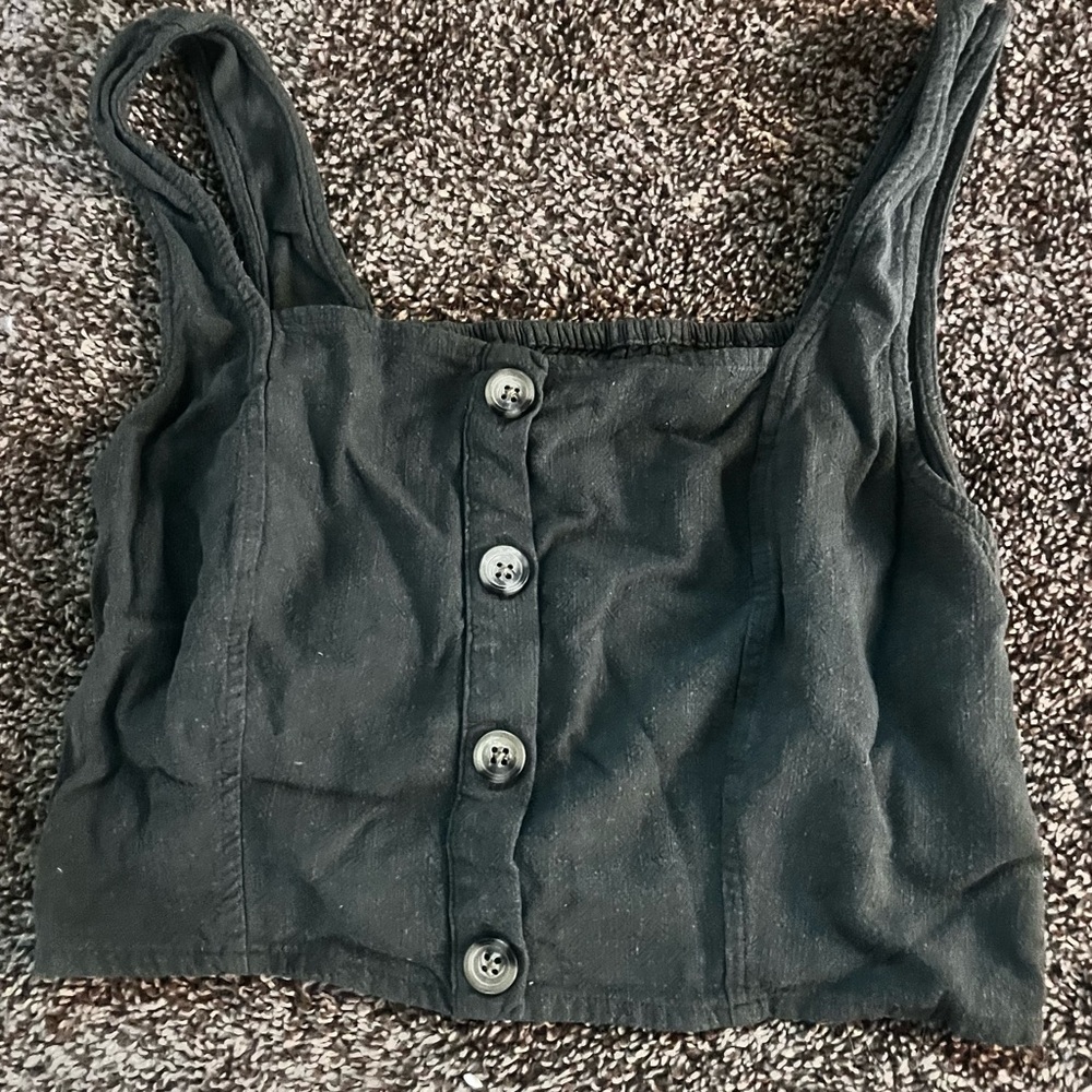 Black Button-Up Crop Top